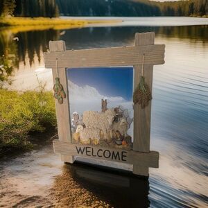 Welcome Sign Sheep Rustic Farmhouse Harvest Holiday Easter Thanksgiving Western
